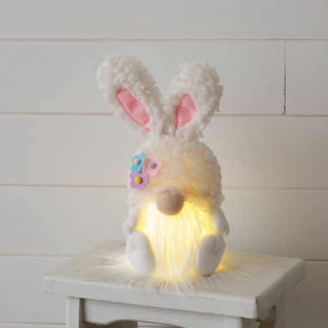Lighted Sitting Bunny Gnome