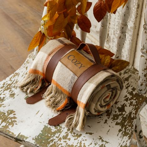 Carry Along Throw - Cozy Brushed Orange And Tan