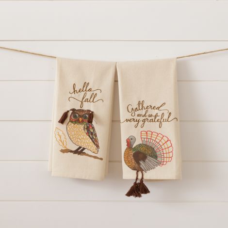 Tea Towel - Owl And Turkey