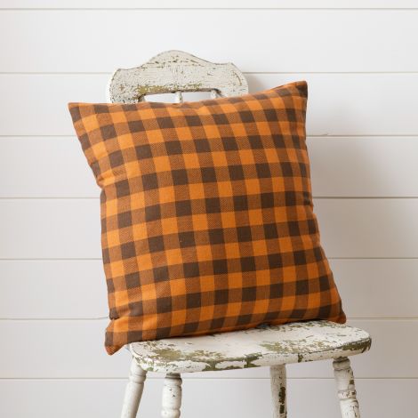 Pillow - Orange And Brown Check