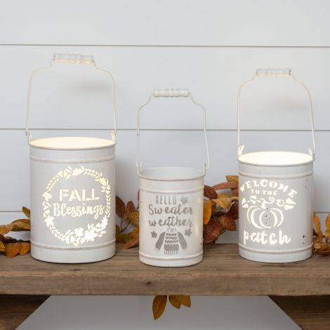 Metal Lanterns With Autumn Cutouts