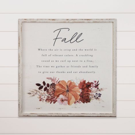 Framed Sign - Fall, Floral Pumpkins