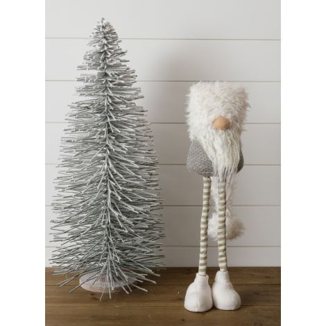 Standing Gnome - Gray, Gold Stripe Legs, Shaggy Hat, Sm