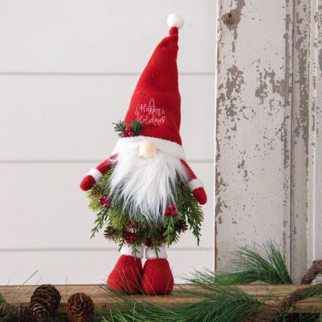 Standing Gnome - Happy Holidays With Evergreen