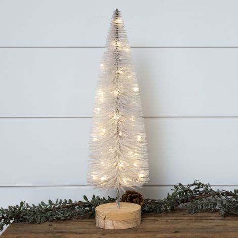 Christmas Bottle Brush Tree - Lighted White, Lg