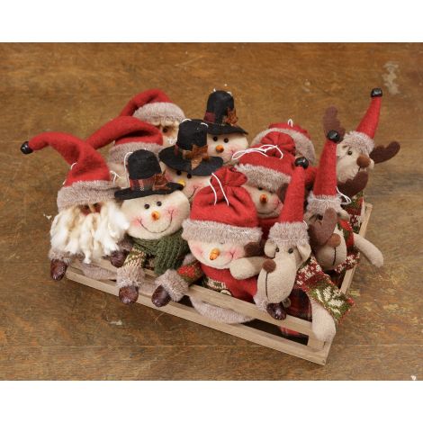 Crate Of 12 - Snow Lodge Ornaments: Reindeer, Santa, Snowmen
