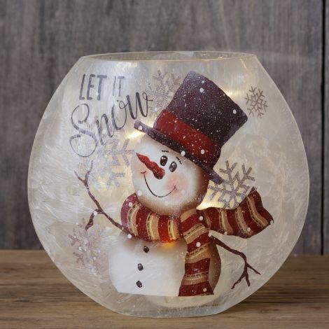 Frosted Glass Luminary - Let It Snow Circular