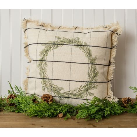 Pillow - Window Pane Check With Wreath