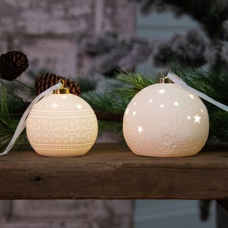 Ceramic Bisque Light Up Ornaments, White