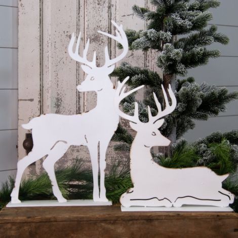 White Metal Deer Silhouettes
