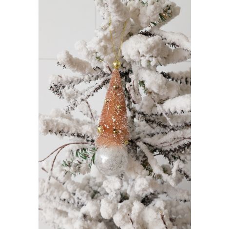 Ornament - Blush Bottle Brush Tree on Ball 