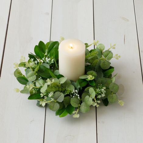 Candle Ring - Seeded Eucalyptus And Asstd Foliage