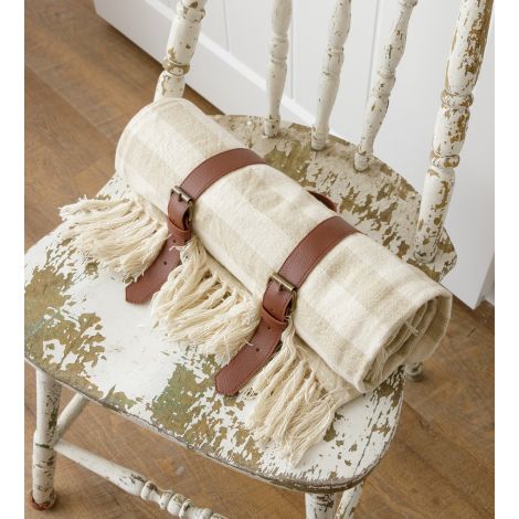 Carry Along Throw - Cream and Natural Stripes