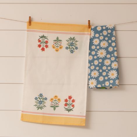 Tea Towels - Block Pattern Floral Asstd