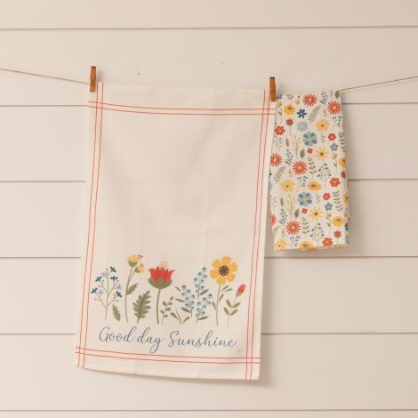 Tea Towels - Good Day Sunshine, Floral Pattern