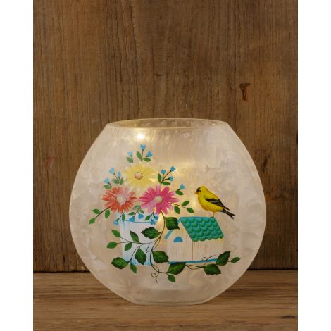 Frosted Glass Luminary -  Gold Finch Circular