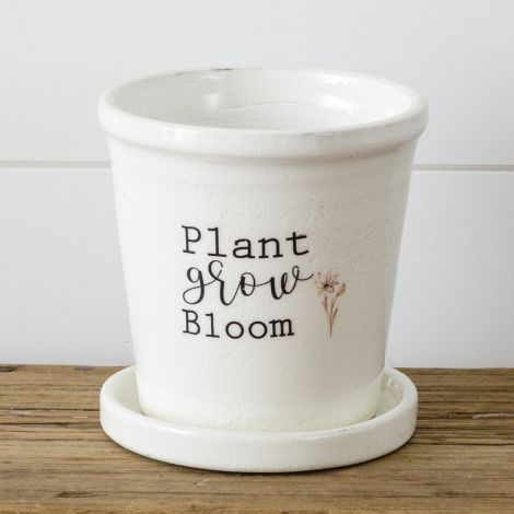 Pot With Saucer - Plant, Grow, Bloom