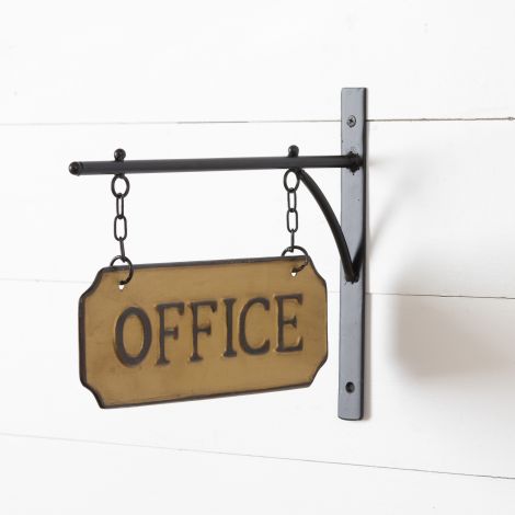 Metal Office Sign with Hanging Display Bar