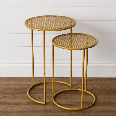 Side Tables - Metal Caning And Bamboo