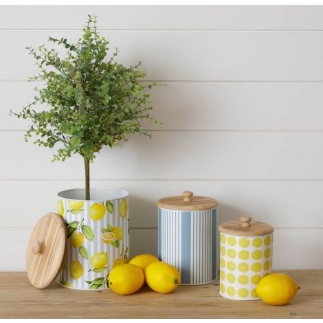 Canisters - Lemon And Blue Stripes
