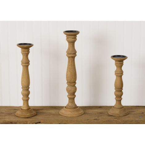 Raw Wood Candle Holders