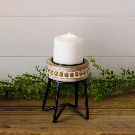 Beaded Pillar Candle Stand, Lg