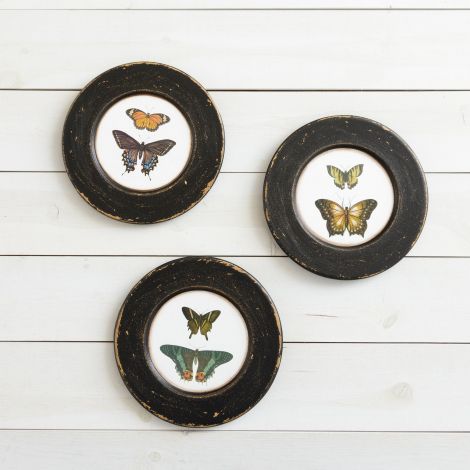 Wooden Hanging Plates - Asstd Butterflies