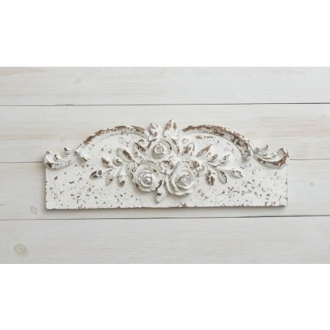 White Architectural Wall Decor with Flowers