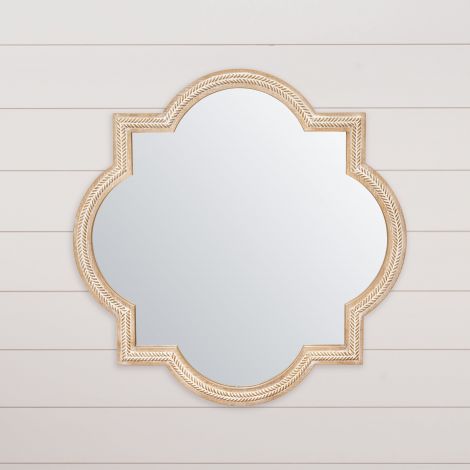 Quatrefoil White Washed Frame Mirror