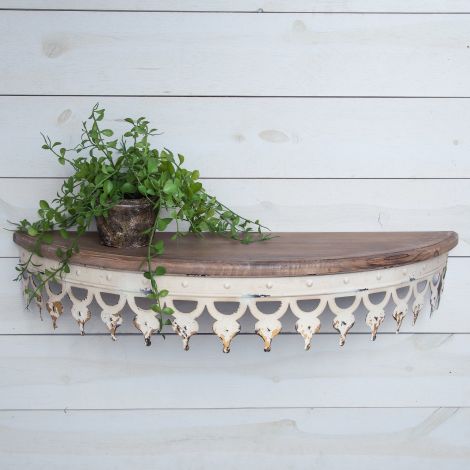 Demilune Shelf With Scalloped Metal Detail